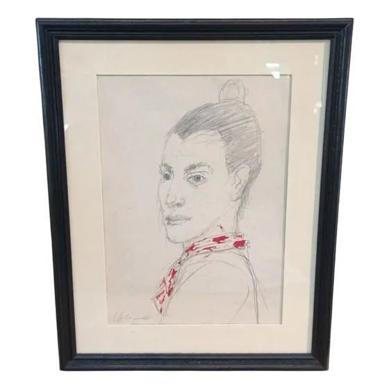 Carlos Alonso Técnica Mixta Retrato Femenino 28cm X 20cm
