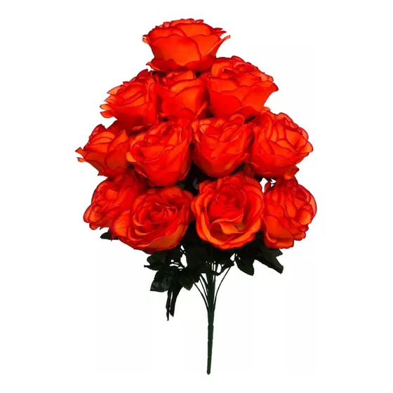 Ramo De 18 Rosas Artificiales, 70 Cms De Altura Color Rojo