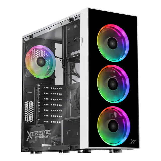 Gabinete XTREME PC GAMING Dragonfly Media Torre 4 Fan RGB Blanco CXT320WT