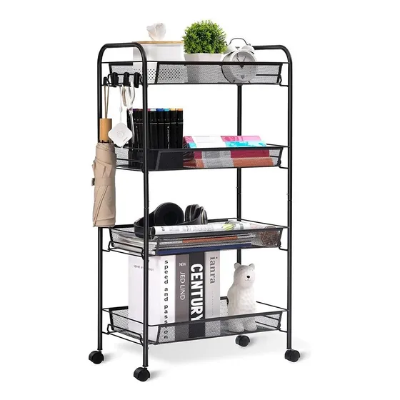 Organizador Multiuso Estante Con Ruedas Almacenaje Casatua Color Negro