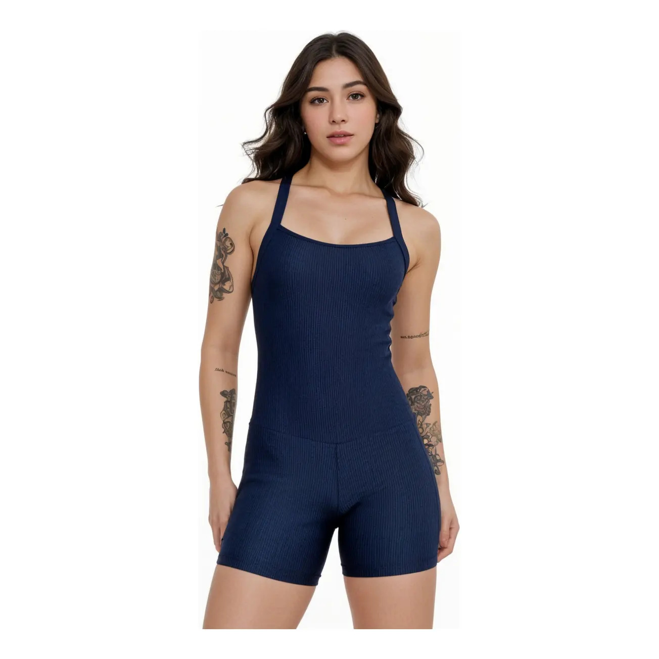 Macaquinho Feminino Fitness Curto Academia Canelado Liso Macaquinho Feminino Fitness Curto Academia Canelado Liso