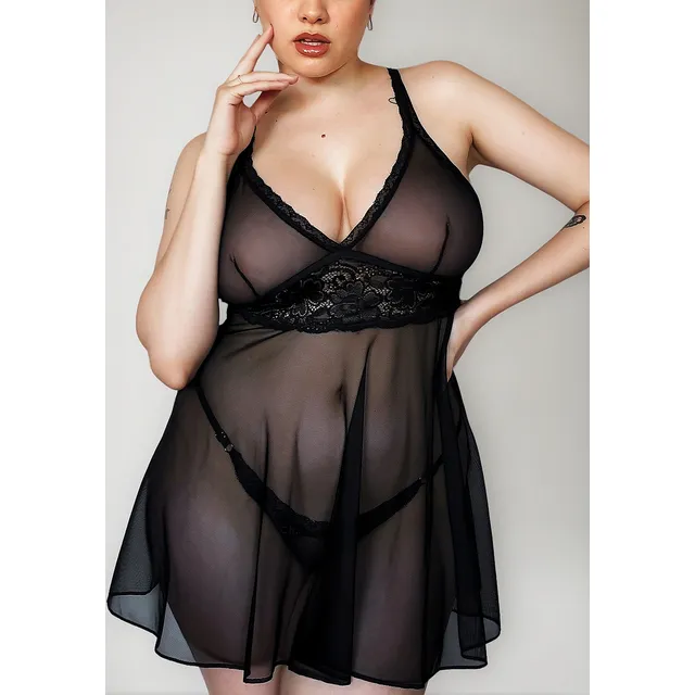 Babydoll Camisolín Tul Elastizado Y Puntilla Diseño Calidad