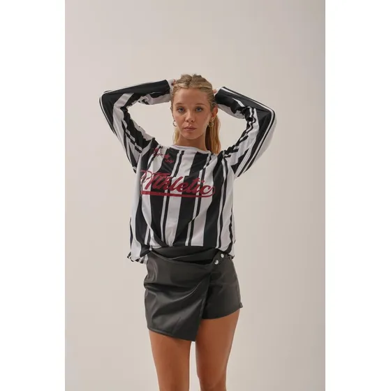 Remera Manga Larga Tipo Remeron Estilo Deportivo Mujer Naif