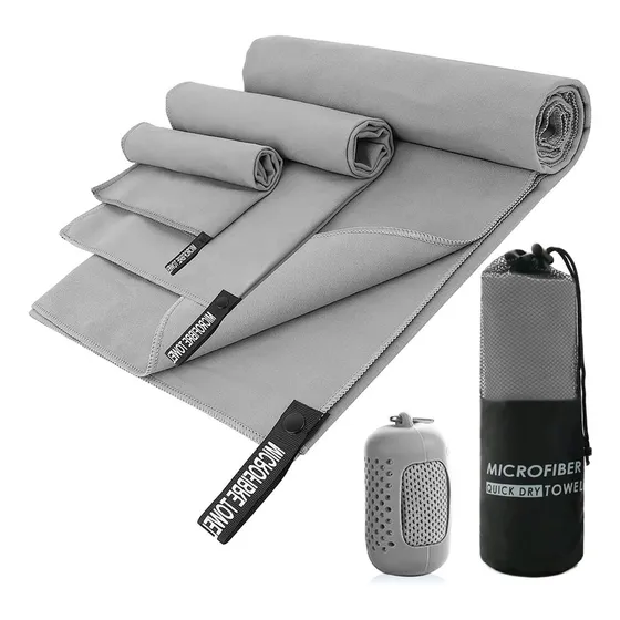 Toalla Dailychoo ORL-00097 microfibra secado rápido gym baño viaje 4 paquetes color gris