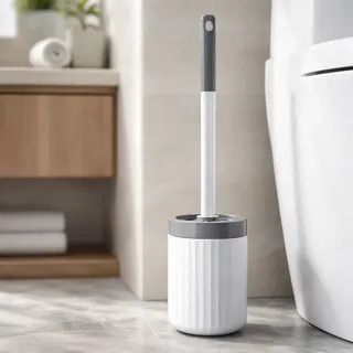 Cepillo Escobilla Inodoro Drenable Limpieza Baño Con Soporte Montable En Pared