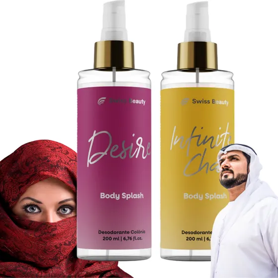 Body Splash Arabe Kit C/2un 200ml Perfum Masculino Feminino