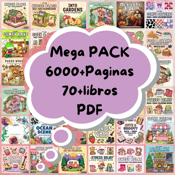 Kit Digital Puppetland: 70 Libros Para Colorear Kawaii