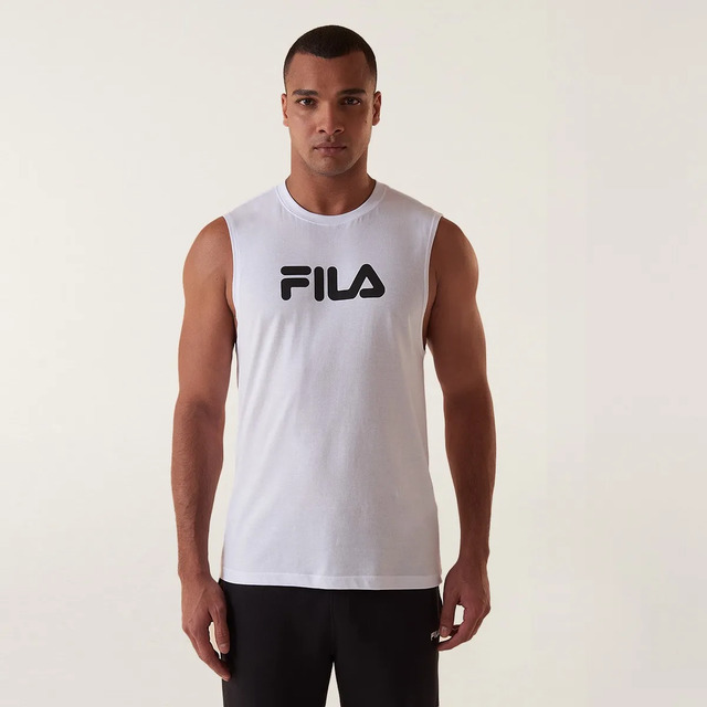 Regata Masculina Fila Letter Branco/preto Logo Marca M Lisa Regata Masculina Fila Letter Branco/preto Logo Marca M Lisa