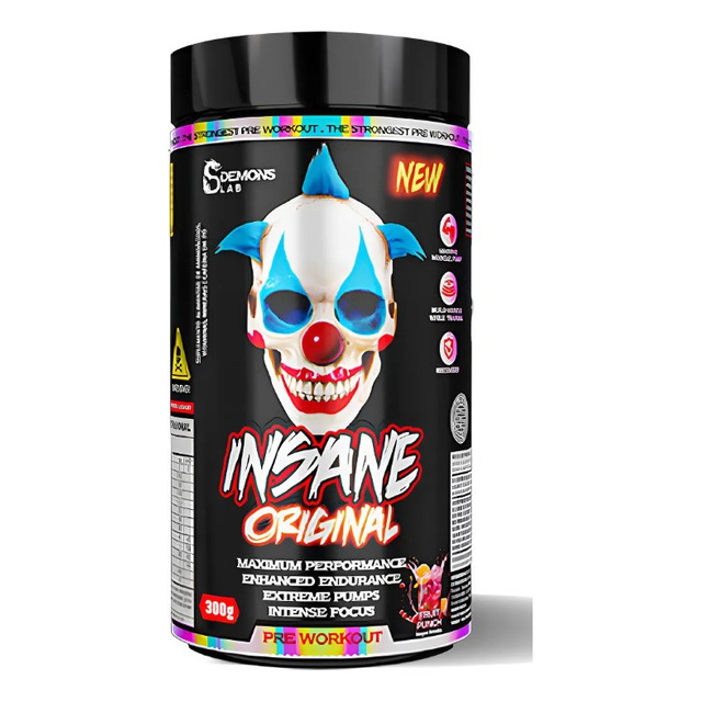 Pre Treino Insane Original C/ Beta Alanina 300g -demons Lab Suco De Frutas Pre Treino Insane Original C/ Beta Alanina 300g -demons Lab Suco De Frutas