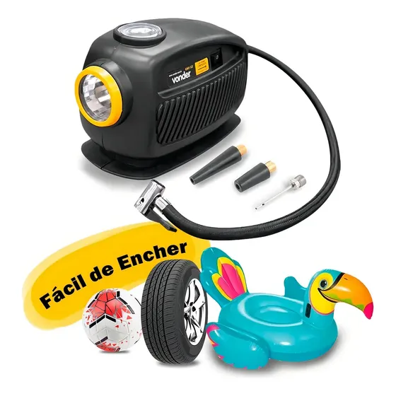 Compressor De Ar Automotivo 90w Cav 12 Vonder Cor Preto