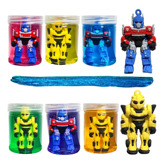 6 Pote Slime Transformers Optimus Bumblebee Muñeco Juguete