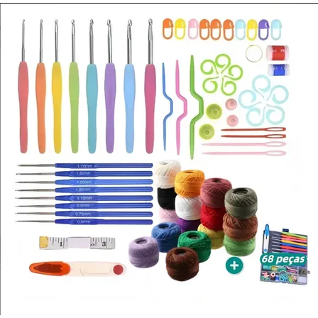 Conjunto Colorido Para Iniciantes Em Croché (16+52 Peças) Peças68