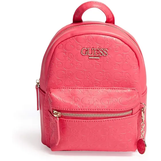 Mochila Backpack Guess Mujer Roja Cierre Y Logo Guess Dorado