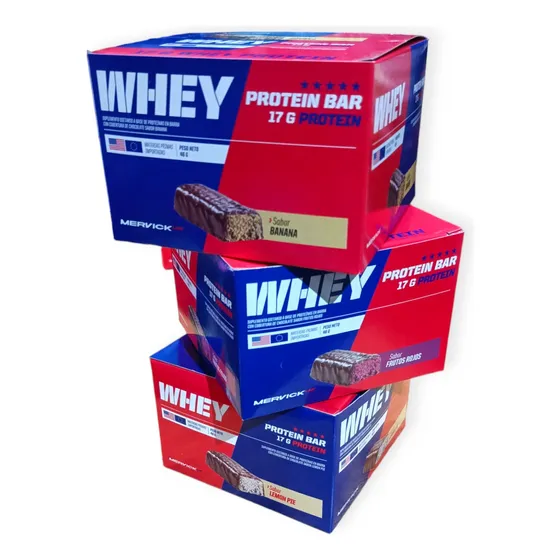 Whey Protein Bar 36 U. 46g 3 Caja Mervick Nueva Presentacion
