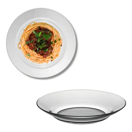 Jogo De Pratos Fundos Kit 6 Peças Em Vidro Almoço E Jantar Prato Lisa