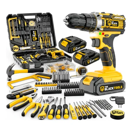 Parafusadeira Furadeira De Impacto 21v + Maleta Jogo 147 Pçs Amarelo E Preto 127/220v 60hz