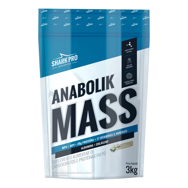 Hipercalórico Anabolik Mass Pounch 3kg Baunilha - Shark Pro Hipercalórico Anabolik Mass Pounch 3kg Baunilha - Shark Pro