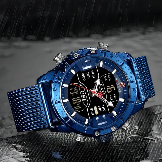 Reloj Naviforce 9153 De Caballero Color de la correa Azul marino Color del bisel Azul Color del fondo Negro