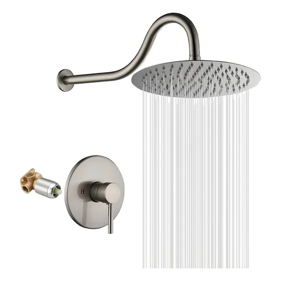 Regadera Ducha 10'' Níquel Con Válvula