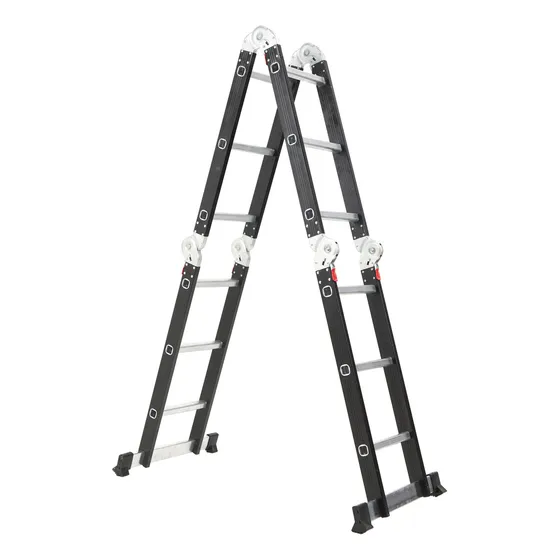 Escalera De Aluminio 4x3 Black Edition Multiuso Color Negro Garden Life
