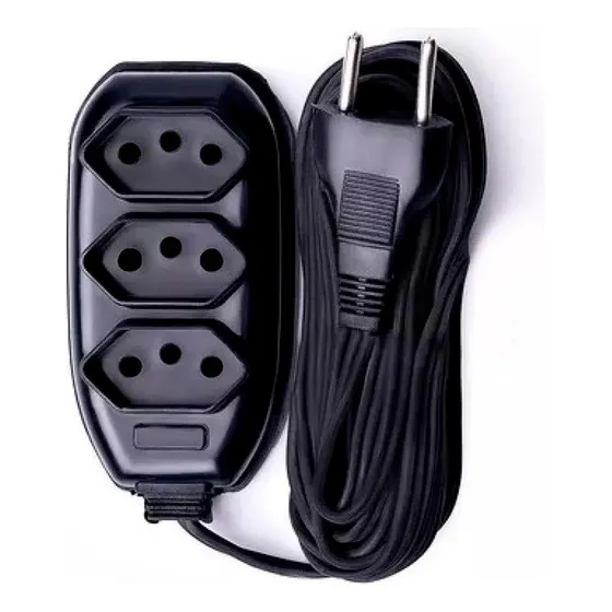 Extensão 5 Metros Com 3 Tomadas Elétricas 3 Pinos Bivolt 10a