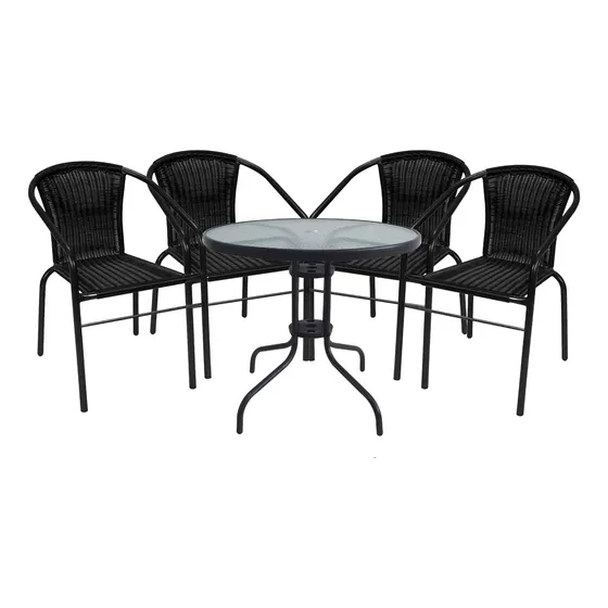 Juego De Jardin Mesa Amplia Y 4 Sillas Set Comedor Exterior