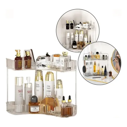 Estante Organizadora De Maquiagem Cosméticos 2 Andares Canto Cor Acrílico