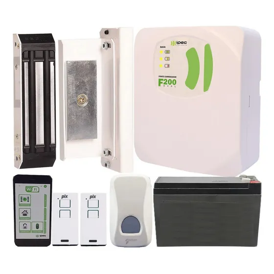 Fech Eletroimã Ipec Porta Vidro Controle Wi-fi Botão Sem Fio Cor Branco
