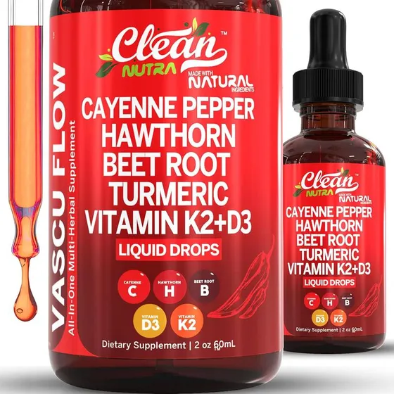 Cayenne Pepper Liquid Drops + Hawthorn Berry, Vitamin D3 K2