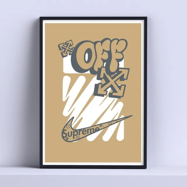 Cuadro Nike Off White Graff Decorativo 30x40cm Con Vidrio