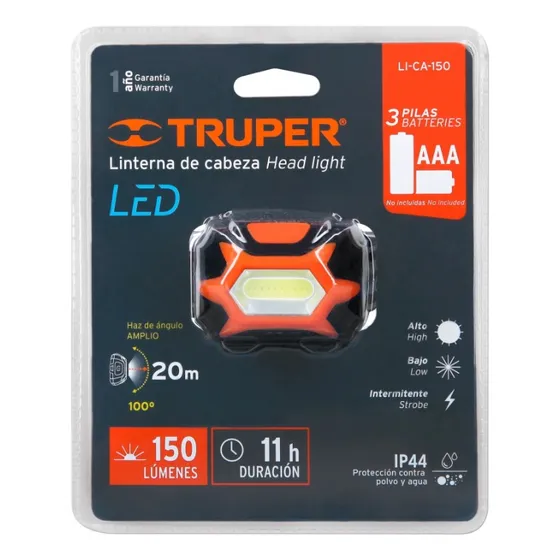 Linterna Vincha Minero Led 20 Mts 150 Lumenes Truper 11751