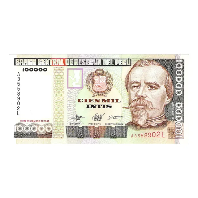 Billete De Cien Mil Intis Original - Coleccionable Nuevo Unc