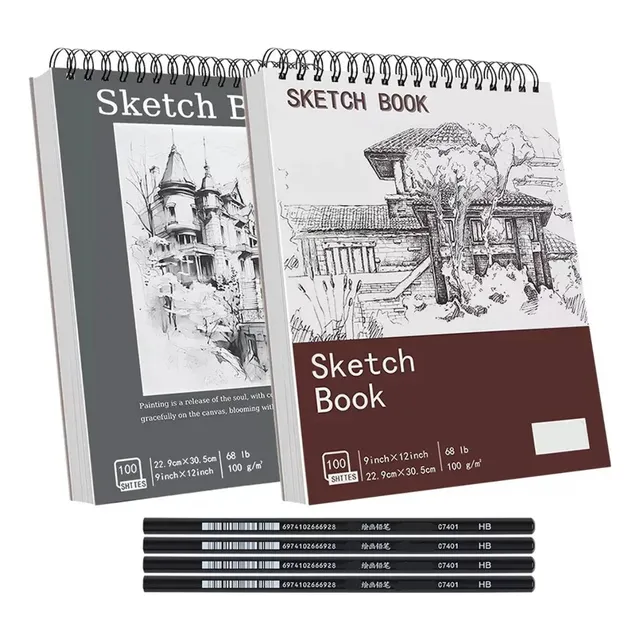 2pc Cuaderno A4 De Boceto Y Dibujo Páginas Blank Sketchbook LOVLYLOVLY