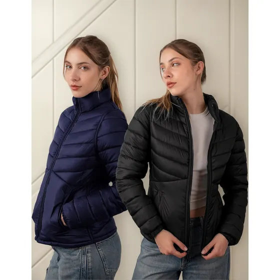 Campera Reversible Mujer Inflada Dos Colores Rollito Sire