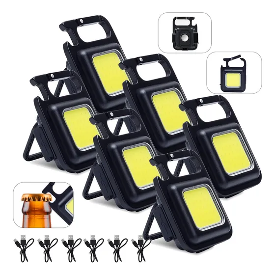 6pcs Mini Lanterna Chaveiro Portátil Abridor Montanhismo Pesca Lanterna Preto Luz Branco
