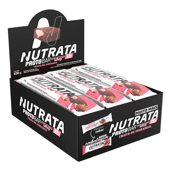 Proto Bar - Sabor Sensations Morango - 9 Unidades De 70g - Nutrata