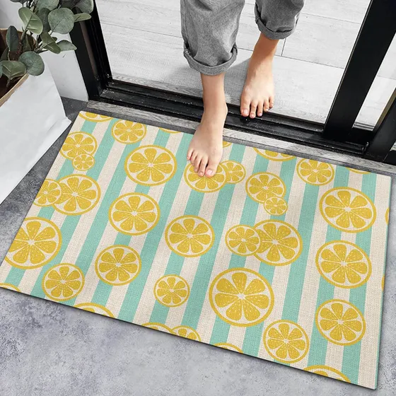 Felpudo Interior Antideslizante Alfombra Baño Amarillo Limon