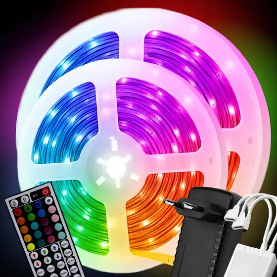 Fita Led Sincronizada Com A Tv 10m + Controle Rgb Fonte 12v Rgb 12v