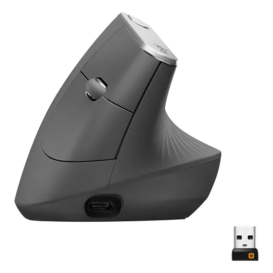 Mouse Ergonómico Vertical Logitech Mx, Color Grafito