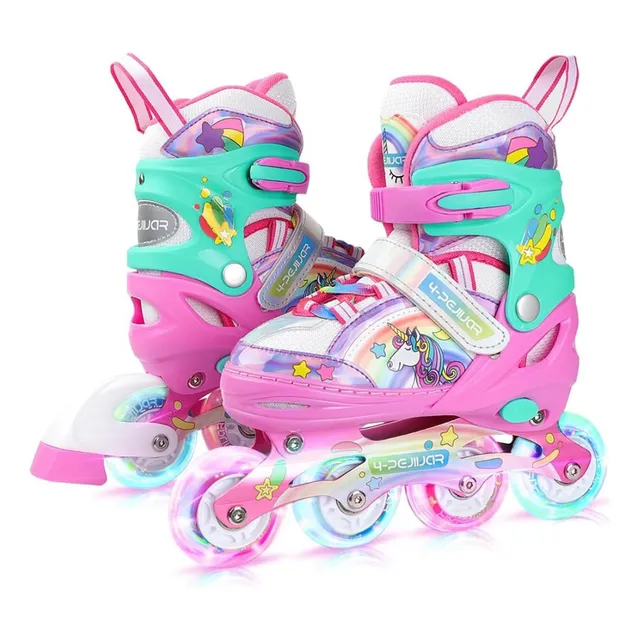 Patines En Linea Ajustables De Unicornio Con Luces Para Niña