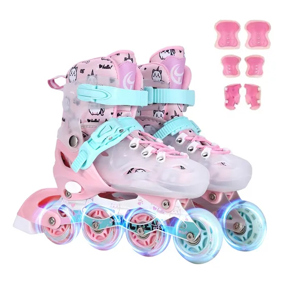 Patines En Linea 4 Ruedas Adultos Niños Ajustable Con Luz