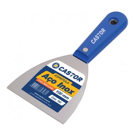 Espatula Aço Inox 100mm Cabo Plastico Reforçado Az Castor