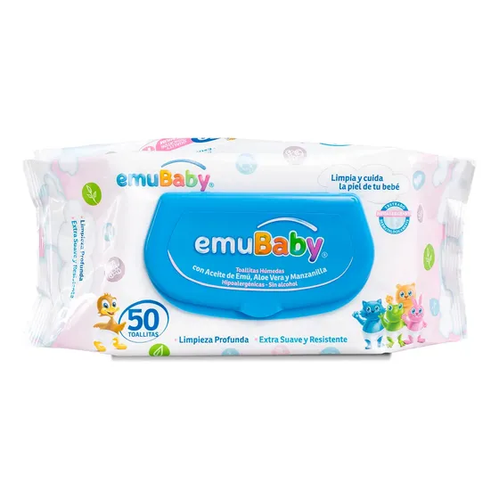 Toallitas Húmedas Emubaby  50 Unidades Con Tapa