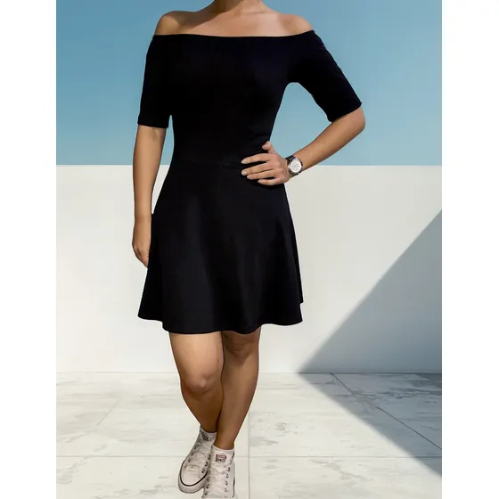 Vestido Campesino Cuello Bandeja Corto Falda Rotonda Juvenil