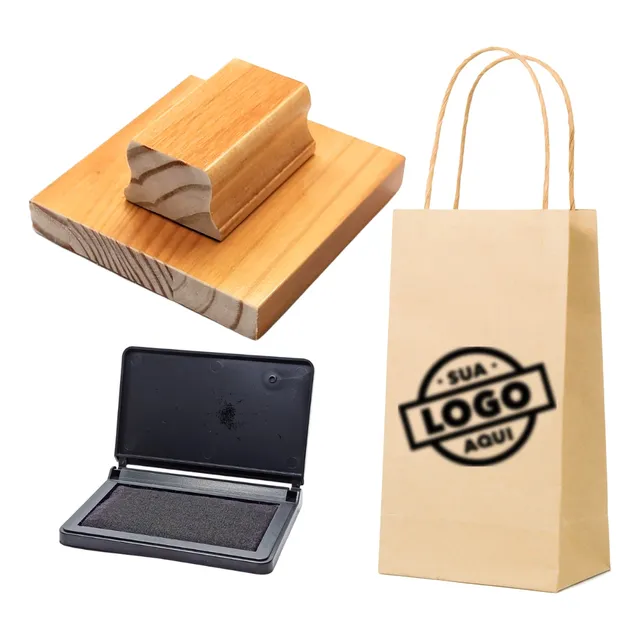 Carimbo Personalizado Grande Logo, Logomarca 9cm + Almofada
