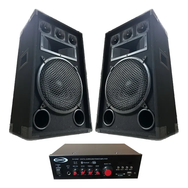 Combo Consola Potenciada Usb/sd/bt + Bafles 10´´