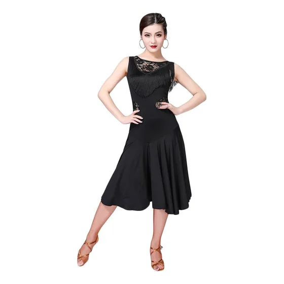 Vestido De Encaje De Una Sola Pieza Para Bailar Salsa, Samba