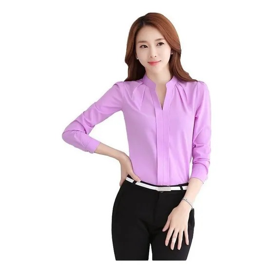 Blusa Moda Casual Elegante Color Sólido Collar De Soporte