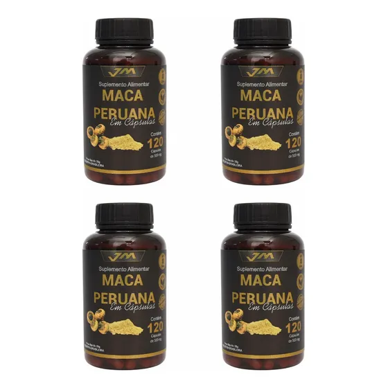 Kit 4x Maca Peruana Pura 120 Cápsulas -jmsuplemento Sabor Sem Sabor