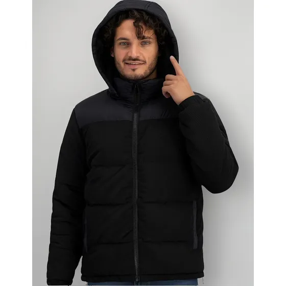 Chamarra Para Hombre De Pana Acolchada Con Capucha Sakers